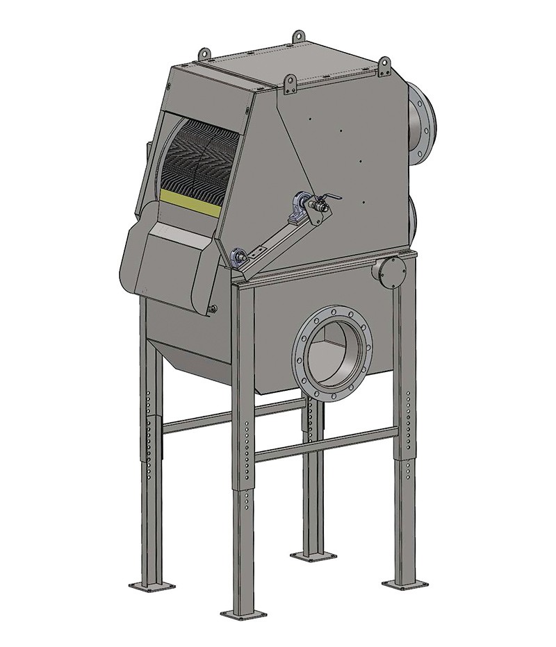 Rotating drum screen external feeding